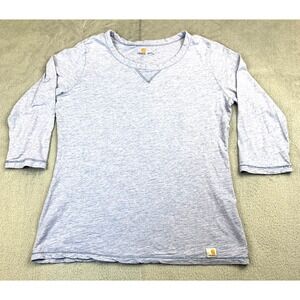 Carhartt for Women 3/4 Sleeve Heather Blue V-Notch Tee Shirt Size S‎ Small